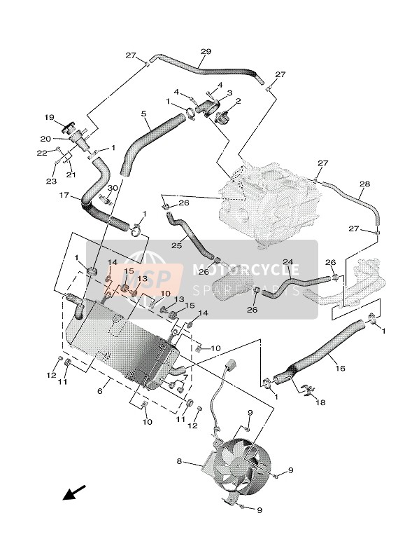 Yamaha TMAX ABS 2020 RADIATOR & HOSE for a 2020 Yamaha TMAX ABS